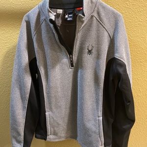 Spyder Waffle Jacket Mens Medium Fleece Lined 1/4 Zip Gray